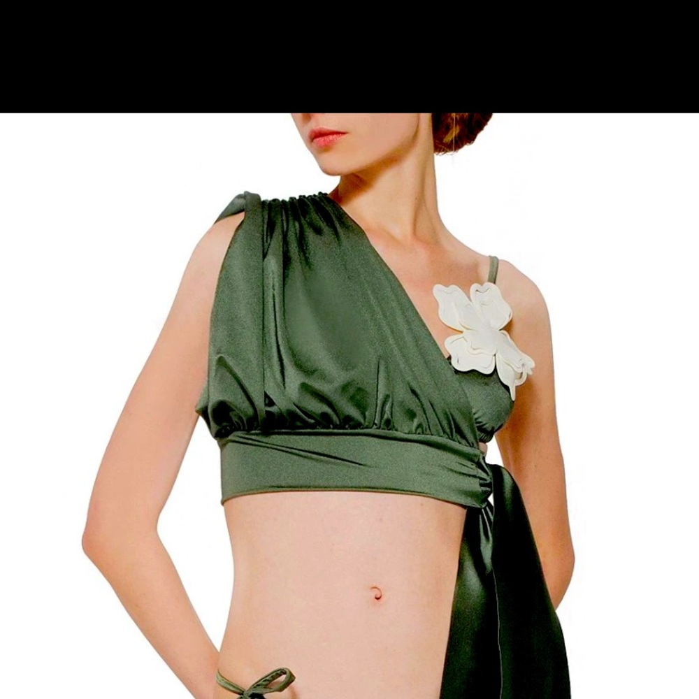 Bahia Maria green flower triangle swim top